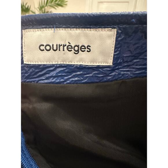 Y2K does 60s vintage Courrèges blue vinyl mini skirt s m designer space age - Picture 9 of 9